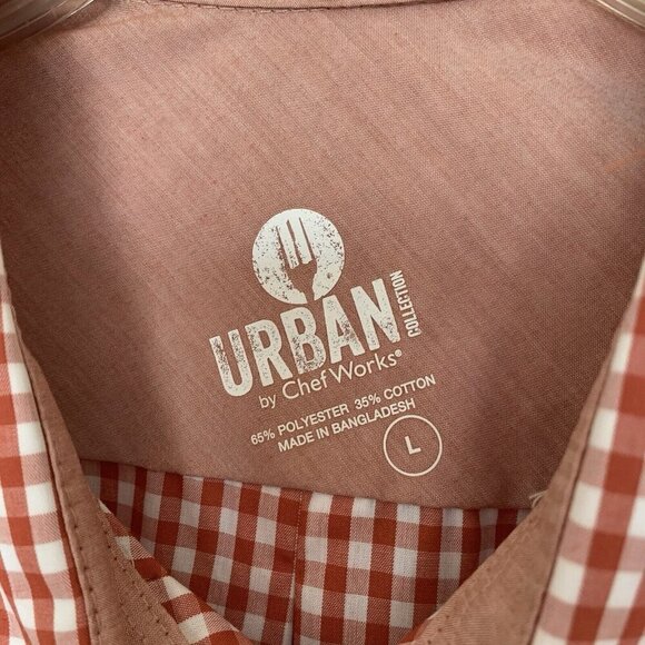 Urban By Chef Works Men Button Up Large Red Check Short Sleeve Shirt NWT - Picture 5 of 7